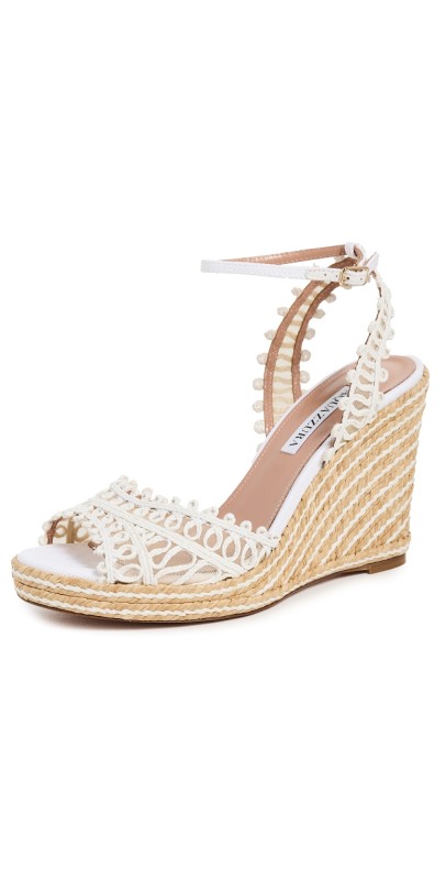 Aquazzura Kahlo Espadrille Wedges 105mm White