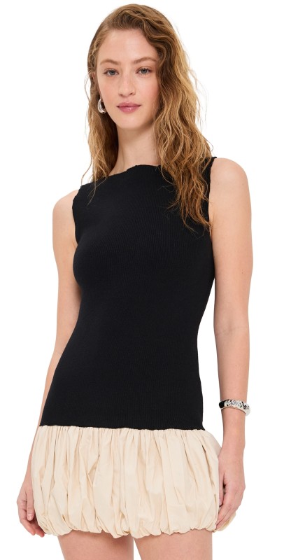 Line & Dot Cella Combination Mini Dress Black/Cream