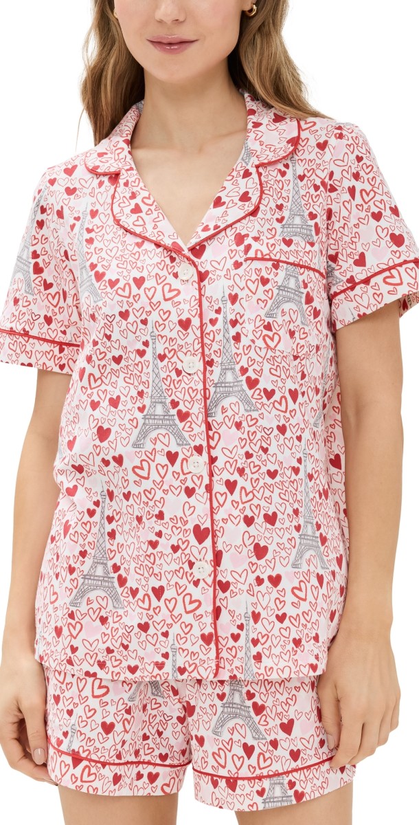 BedHead PJs Cotton Knit Short Sleeve Shorty PJ Set Paris Je Taime