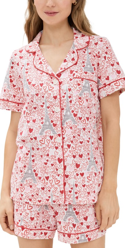 BedHead PJs Cotton Knit Short Sleeve Shorty PJ Set Paris Je Taime