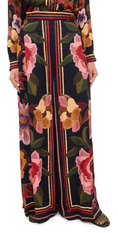 FARM Rio Chenille Flowers Pants Chenille Flowers Black
