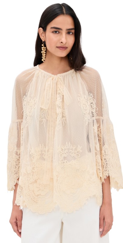 Zimmermann Hypnotic Lace Blouse Cream