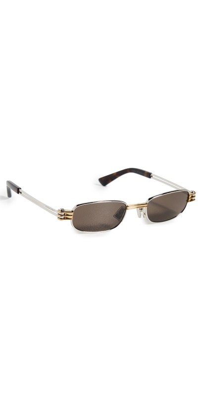 Bottega Veneta Rectangular Sunglasses Silver/Brow