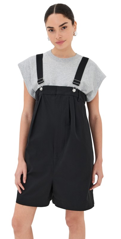 Tibi Bio Twill Overall Shorts Black