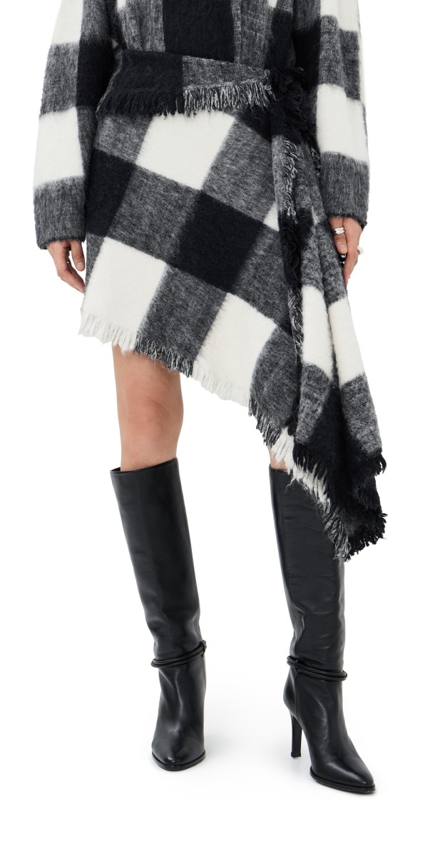 Proenza Schouler Kai Skirt In Brushed Glenplaid Knit Black multi