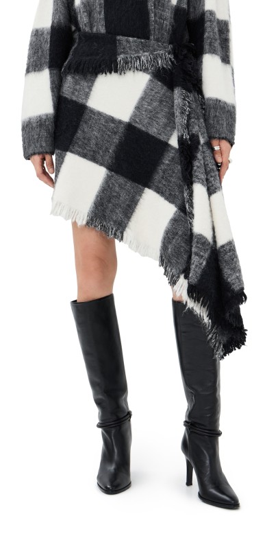 Proenza Schouler Kai Skirt In Brushed Glenplaid Knit Black multi