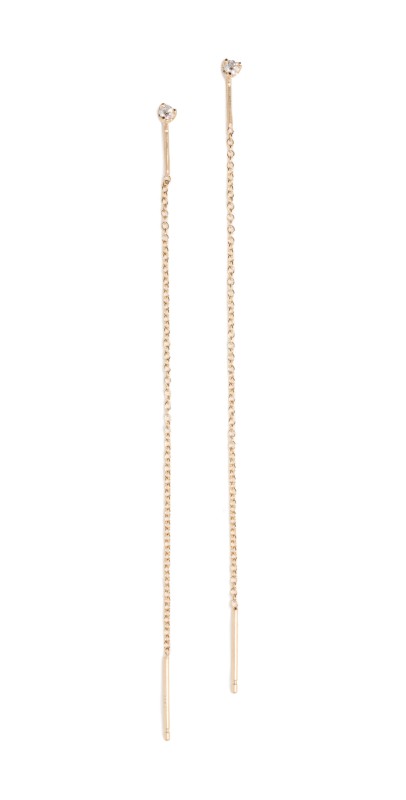 Zoe Chicco 14k Prong Diamonds Threader Earrings Yellow Gold
