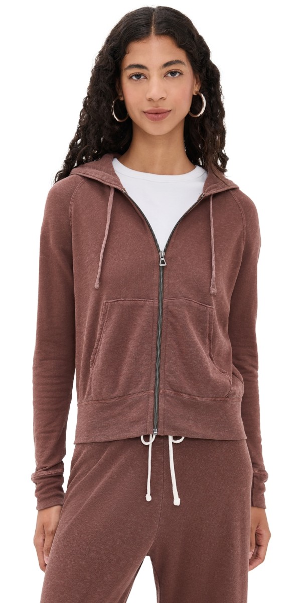 James Perse Vintage French Terry Zip Hoodie Cedar Pigment