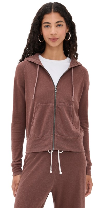 James Perse Vintage French Terry Zip Hoodie Cedar Pigment