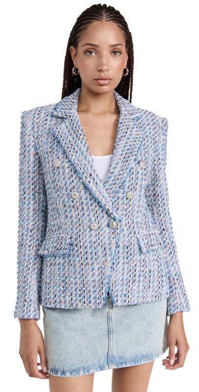 Generation Love Eliza Tweed Blazer Pink/Light Blue