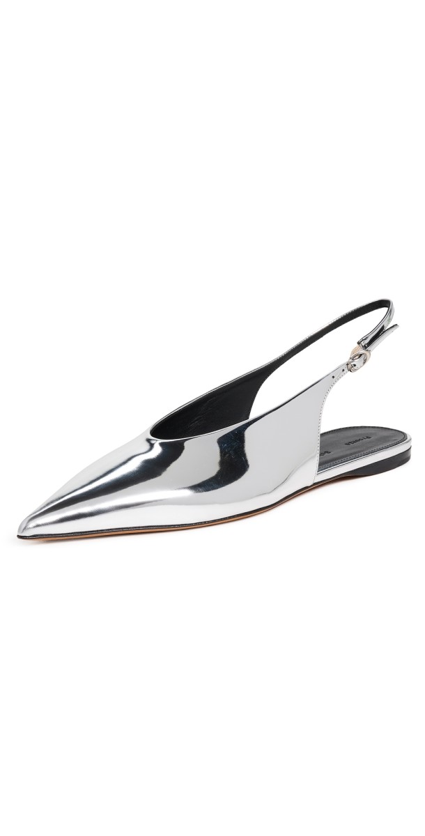 Proenza Schouler Slash Flat Slingbacks Silver