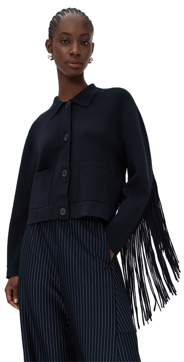 ESSENTIEL ANTWERP Istern Jacket with Fringes Navy