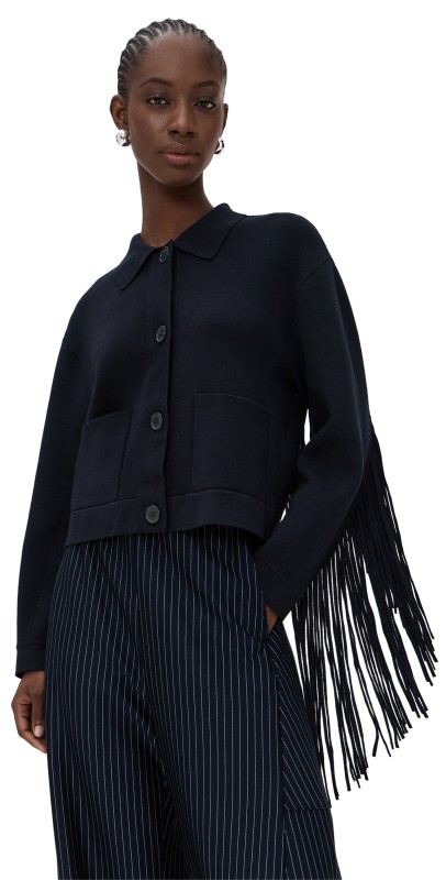 ESSENTIEL ANTWERP Istern Jacket with Fringes Navy