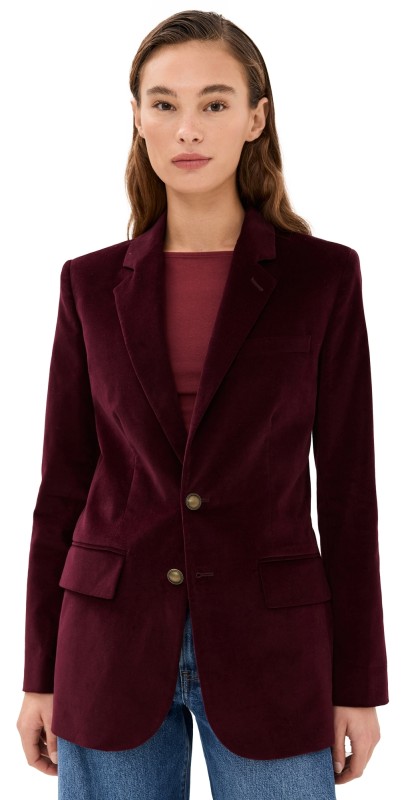 FRAME Everyday Velvet Blazer Wine