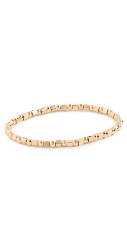 Alexa Leigh Alternating Square & Round Beaded Bracelet Yellow Gold