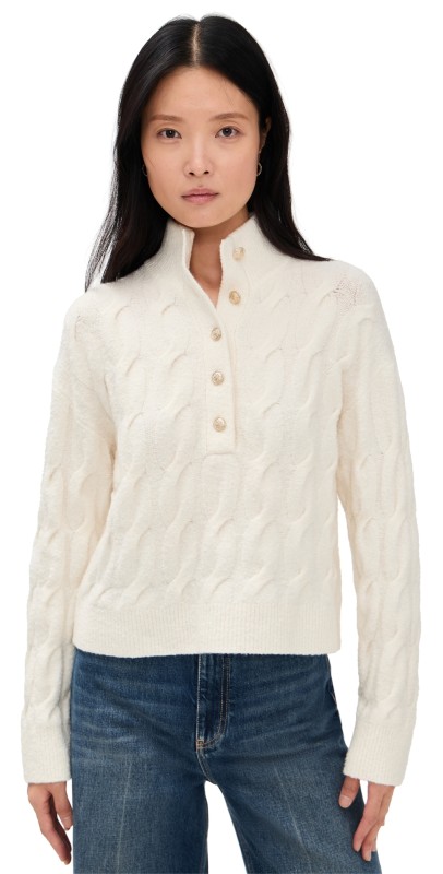 Splendid Splendid x Cella Jane Half Placket Sweater Snow