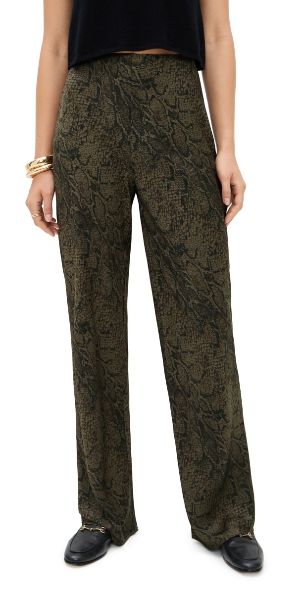 Reformation Gale Satin Mid Rise Bias Pants Venom