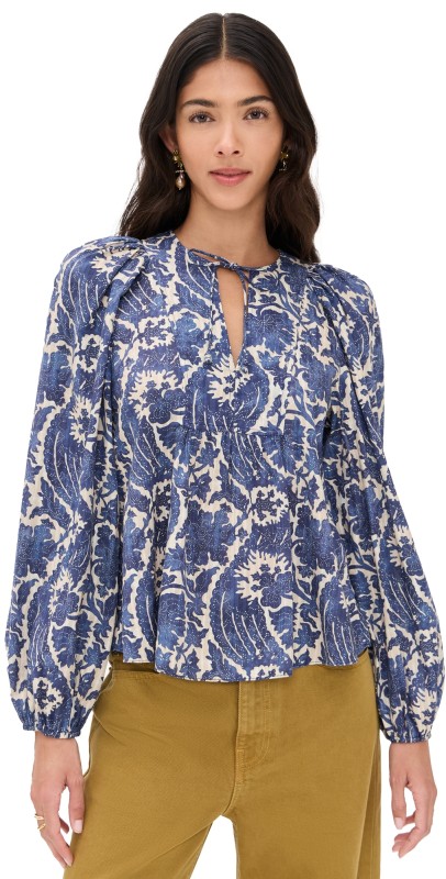 Ulla Johnson Brea Long Sleeve Blouse Ocean