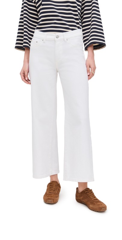 DL1961 Hepburn Wide Leg Mid Rise Ankle Jeans White (Vintage)
