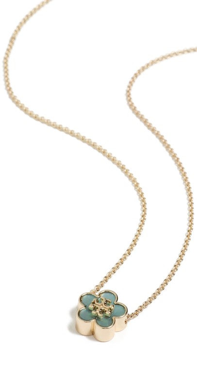 Tory Burch Kira Flower Pendant Necklace Tory Gold/Blu
