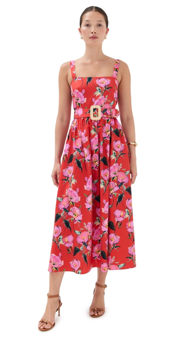 Borgo de Nor Ninet Midi Dress Abstract Rose/Red