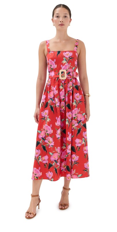 Borgo de Nor Ninet Midi Dress Abstract Rose/Red