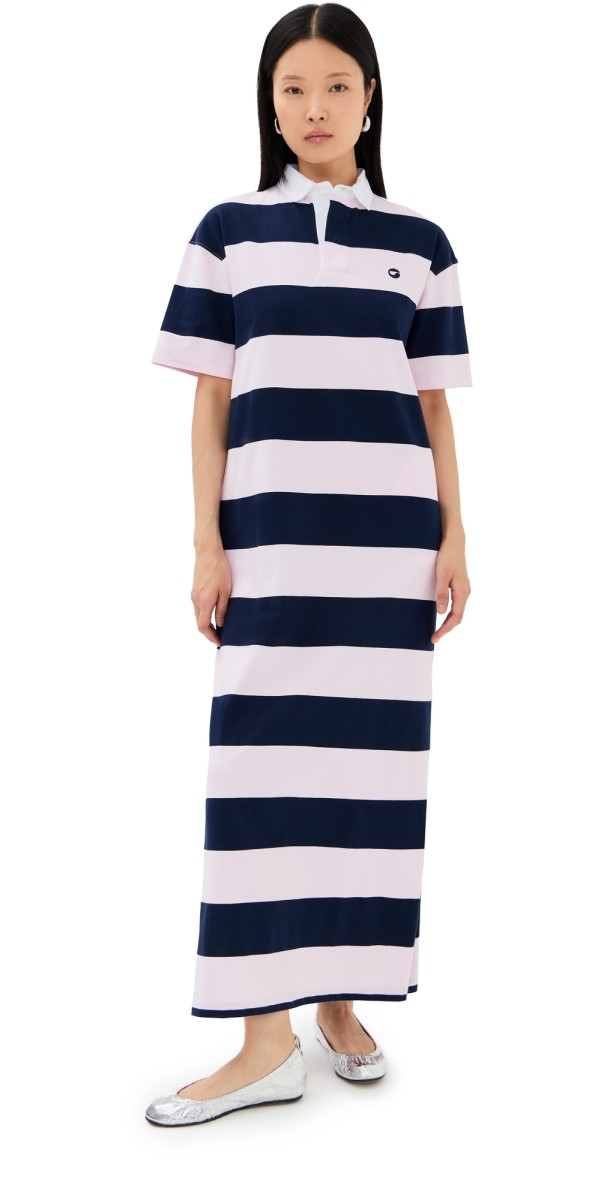Coperni Striped Long Polo Dress Pink/Blue