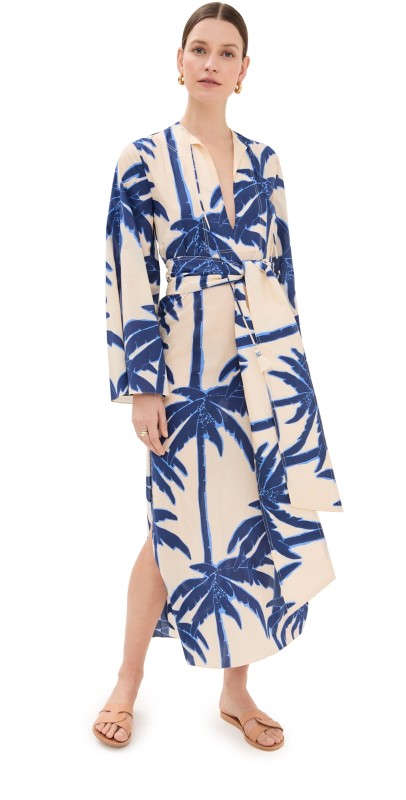 Johanna Ortiz Sotaviento Tunic Dress Swim Salty Palms/Ecru/Blue