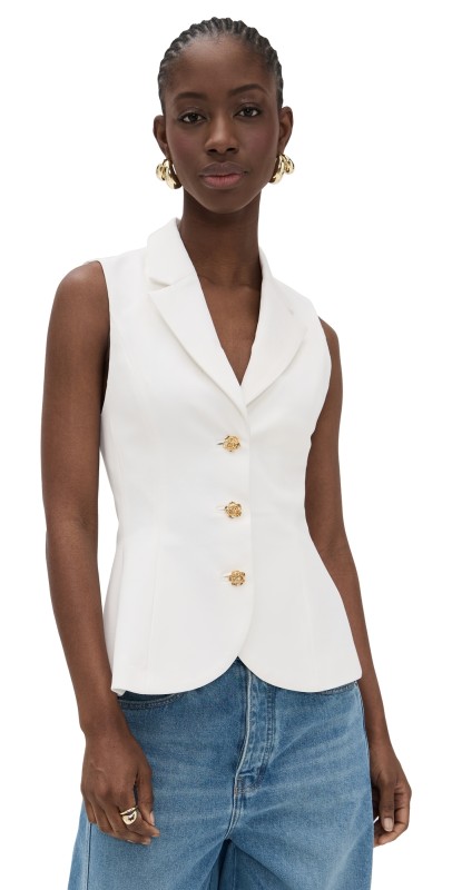 alice + olivia Sammie Sculpted Blazer Vest Off White