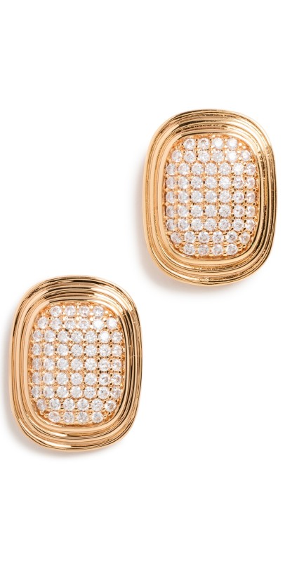 Luv Aj The Pave Oval Statement Studs Gold