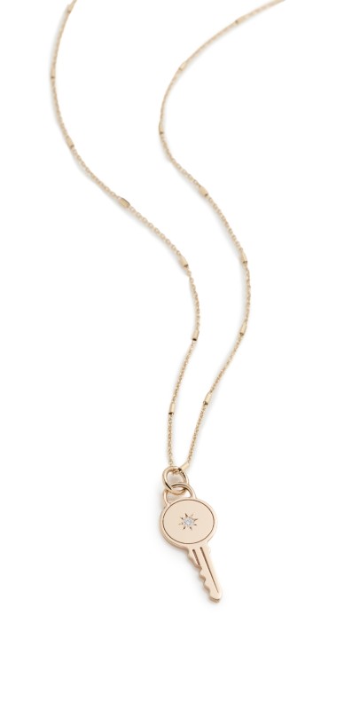 Zoe Chicco 14k Gold Diamond Key Pendant Necklace 14k Yellow Gold