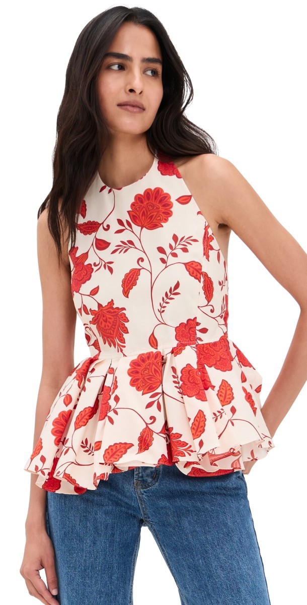 Tanya Taylor Celeste Top CREAM/TOMATO