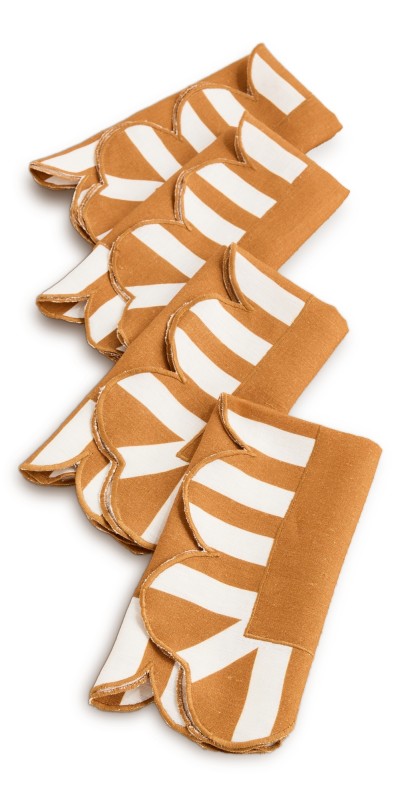 Misette Scalloped Stripe Napkins Set of 4 Amber