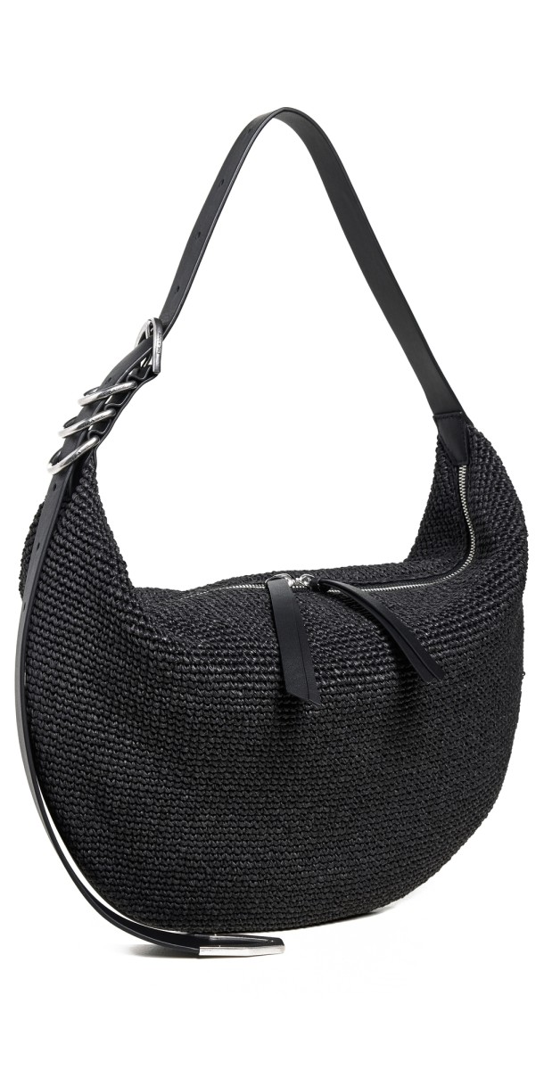 rag & bone Spire Hobo Straw Bag Black