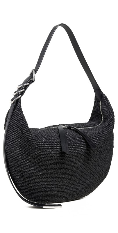 rag & bone Spire Hobo Straw Bag Black