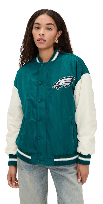 Terez Eagles Colorblock Bomber Jacket Eagles Midnight Green/Sugar