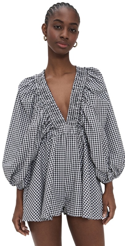 SUNDRESS Alicia Romper Gingham Black