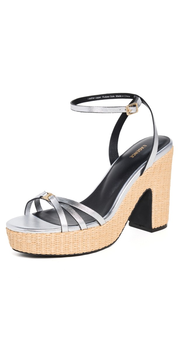 L'AGENCE Genevra Platform Sandals Silver