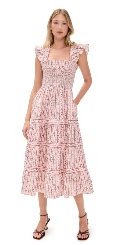 Hill House Home The Ellie Nap Dress Emma Ikat Stripe/Pink Multi