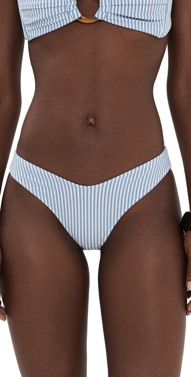 Montce Lulu Zigzag Stitch Bikini Bottoms Classic Blue Stripe
