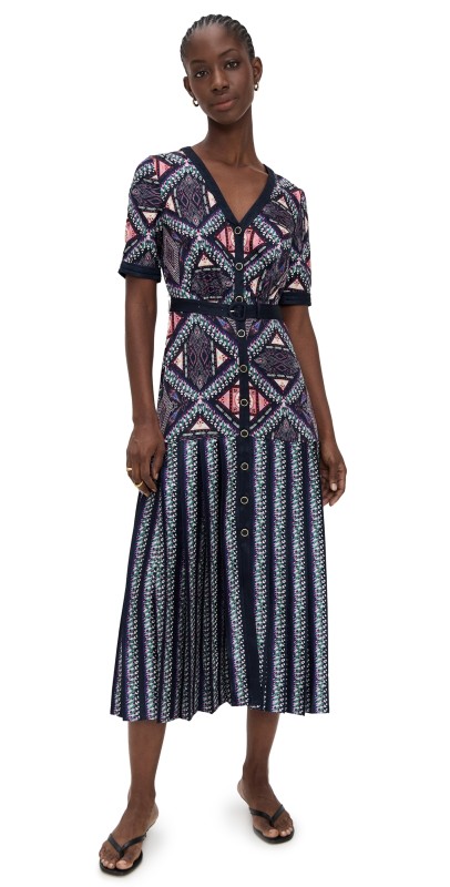 SALONI Lea Shirt C Dress Compass Navy/Ikat