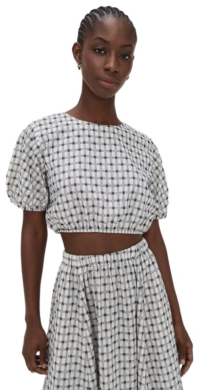 LE BOP Lillian Blouse Gunmetal Plaid