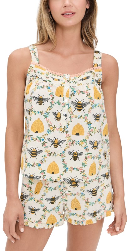 Printfresh Back to Bed Shorts PJ Set Sweet Bee/Cream