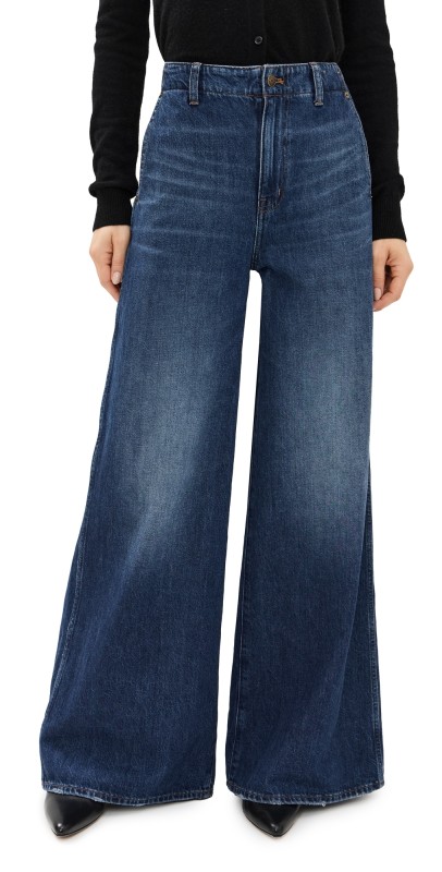 Madewell Dark Wide Sweep Trousers Poplaski Wash