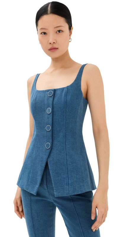 Veronica Beard Liana Top Sea Glare