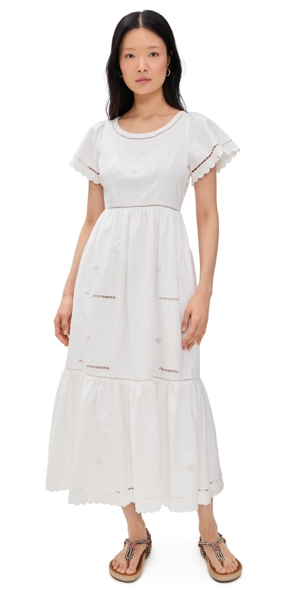 Hunter Bell Marley Dress White Embroidery