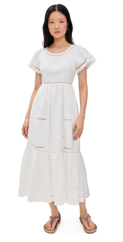 Hunter Bell Marley Dress White Embroidery