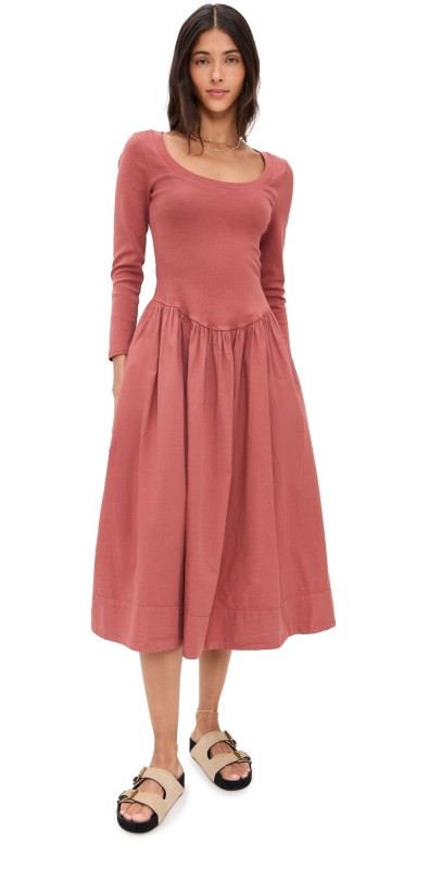 Free People Aelia Midi Dress Mahogany
