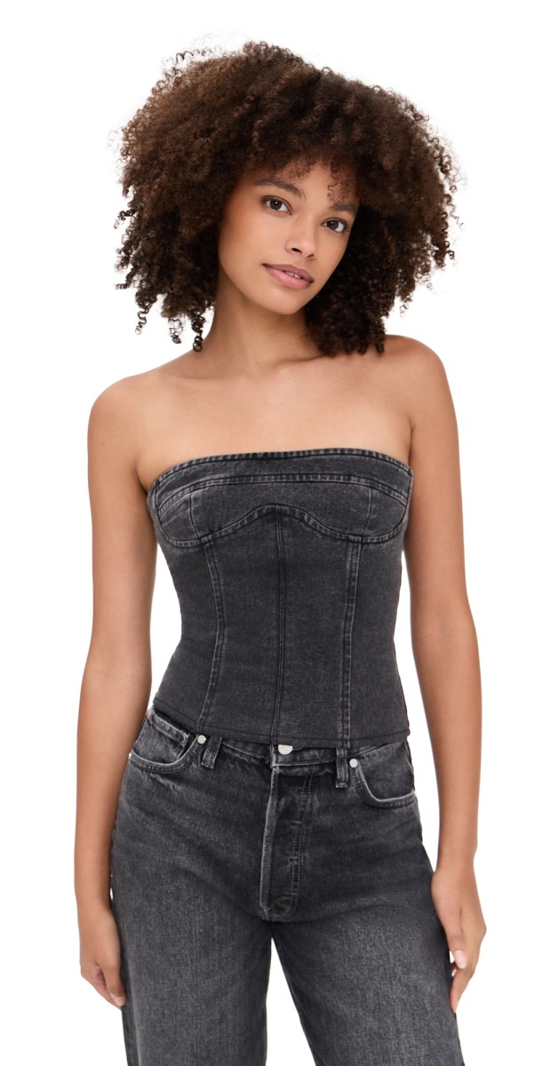 Lioness Sweetness Strapless Top Washed Onyx