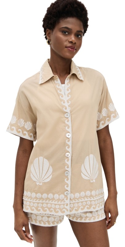 Show Me Your Mumu Parker Button Down Latte Capri Shells